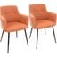 Andrew Contemporary Dining/Accent Chair In Black With Orange Fabric - Set Of 2