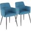 Andrew Contemporary Dining/Accent Chair In Black With Teal Fabric - Set Of 2
