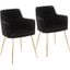 Andrew Contemporary Dining/Accent Chair In Gold Metal And Black Velvet - Set Of 2