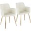 Andrew Contemporary Dining/Accent Chair In Gold Metal And Cream Velvet - Set Of 2