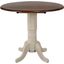 Andrews Antique White with Chestnut Brown Top Round Drop Leaf Pub Table