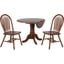 Andrews Arrowback Chairs 3 Piece 42 Inch Round Drop Leaf Chestnut Brown Dining Set