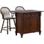 Andrews Drawers and Cabinet Drop Leaf Kitchen Island with Counter Height Stools with Arms