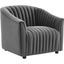 Announce Performance Velvet Channel Tufted Arm Chair In Charcoal