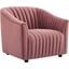 Announce Performance Velvet Channel Tufted Arm Chair In Dusty Rose
