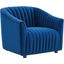 Announce Performance Velvet Channel Tufted Arm Chair In Navy