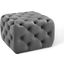 Anthem Gray Tufted Button Square Performance Velvet Ottoman EEI-3776-GRY