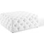 Anthem White Tufted Button Large Square Faux Leather Ottoman