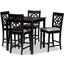 Arden Modern And Contemporary Grey Fabric Upholstered Espresso Brown Finished 5-Piece Wood Pub Set