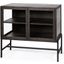 Arelius Black-Brown Wood And Black Metal Base With 2 Glass Doors Accent Cabinet