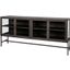 Arelius Black-Brown Wood And Black Metal Base With 4 Glass Cabinet Doors Sideboard