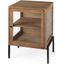 Arelius Light Brown Wood With Black Metal Frame Side Table