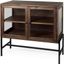 Arelius Medium Brown Wood And Black Metal Base With 2 Glass Doors Accent Cabinet