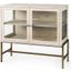 Arelius White Wood And Gold Metal Base With 2 Glass Doors Accent Cabinet