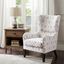 Arianna Swoop Wing Chair In Grey And White
