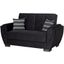 Armada Air Upholstered Convertible Loveseat with Storage In Black