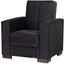 Armada Upholstered Convertible Armchair with Storage In Black ARM-AC-3