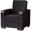 Armada X Upholstered Convertible Wood Trimmed Armchair with Storage In Black ARM-W-AC-303