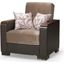 Armada X Upholstered Convertible Wood Trimmed Armchair with Storage In Brown And Sand