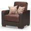 Armada X Upholstered Convertible Wood Trimmed Armchair with Storage In Brown ARM-W-AC-307