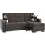 Armada X Upholstered Convertible Wood Trimmed Chaise Lounge with Storage In Black and Dark Gray