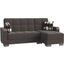 Armada X Upholstered Convertible Wood Trimmed Chaise Lounge with Storage In Dark Gray