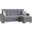 Armada X Upholstered Convertible Wood Trimmed Chaise Lounge with Storage In Gray and Black