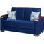 Armada X Upholstered Convertible Wood Trimmed Loveseat with Storage In Blue ARM-W-LS-304