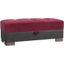 Armada X Upholstered Convertible Wood Trimmed Ottoman with Storage In Burgundy