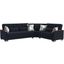 Armada X Upholstered Convertible Wood Trimmed Sectional with Storage In Dark Blue