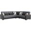 Armada X Upholstered Convertible Wood Trimmed Sectional with Storage In Gray and Black