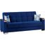 Armada X Upholstered Convertible Wood Trimmed Sofabed with Storage In Blue ARM-W-SB-304