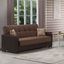 Armada X Upholstered Convertible Wood Trimmed Sofabed with Storage In Brown ARM-W-SB-307