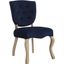 Array Vintage French Performance Velvet Dining Side Chair In Midnight Blue