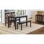 Asbury Park Farmhouse 4-Pack Dining Set - Table With 2 Chairs And Bench In Black and Brown
