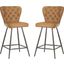 Ashby Camel and Black 26 InchH Mid Century Modern Leather Tufted Swivel Counter Stool Set of 2