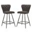 Ashby Grey and Black 26 Inch Leather Tufted Swivel Counter Stool Set of 2
