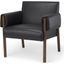 Ashton Black Faux Leather Fabric With Dark Brown Wood Accent Chair