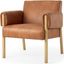 Ashton Brown Faux Leather Fabric With Light Wood Accent Chair