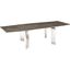 Astor Dining Table In Brown Marbled Porcelain Top On Glass With Polished Stainless Steel Base