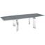 Astor Dining Table In Gray Glass With Polished Stainless Steel Base