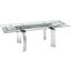Astor Manual Dining Table With Stainless Base and Rectangular Clear Top