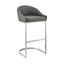 Atherik Counter Stool In Brushed Stainless Steel with Gray Faux Leather