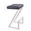 Atlantis 26 Inch Counter Height Backless Black Faux Leather and Brushed Stainless Steel Bar Stool