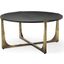 Atticus Black Wood And Antiqued Gold Metal Coffee Table