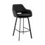 Aura Black Faux Leather and Black Metal Swivel 30 Inch Bar Stool