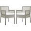 Aura Gray and White Dining Arm Chair Outdoor Patio Wicker Rattan Set of 2