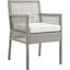 Aura Gray and White Outdoor Patio Wicker Rattan Dining Arm Chair