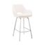 Aura White Faux Leather and Brushed Stainless Steel Swivel 26 Inch Counter Stool