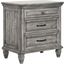 Avenue 3-Drawer Rectangular Nightstand With Dual Usb Ports Grey